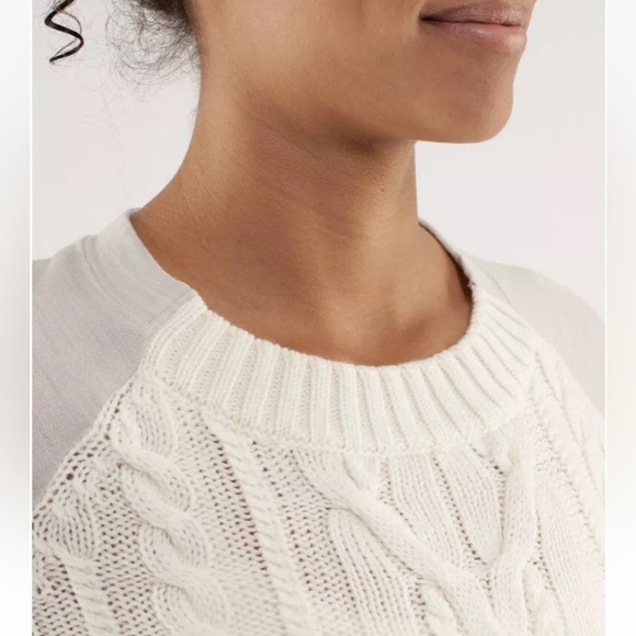 Lululemon St. Moritz Cable Knit Polar Cream Wool Sweater - Picture 4 of 9
